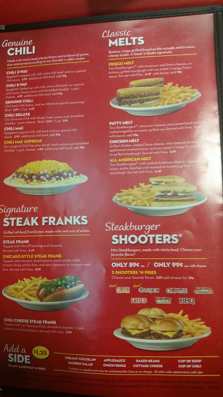 menu for steak and shake near me